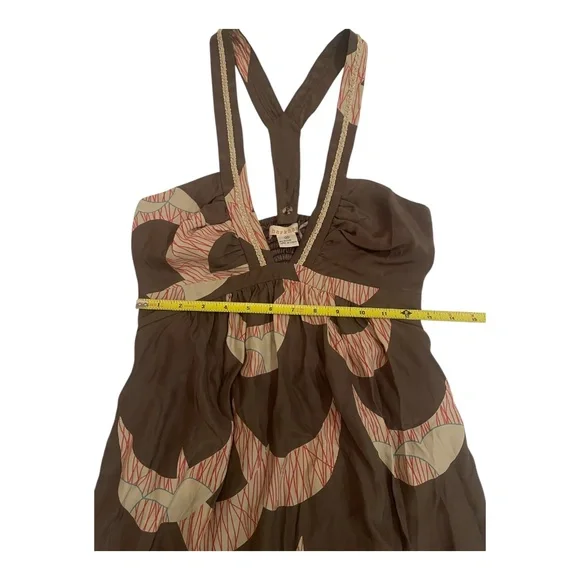 $188 Anthropology Harkham Brown Silk Mini Dress Tunic Medium NWT - Picture 12 of 15
